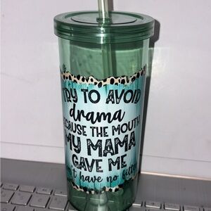 Green Tumbler with Straw